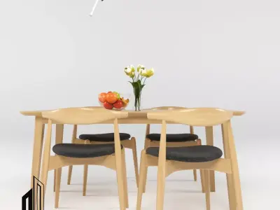 Dining Table Set 3D model buy