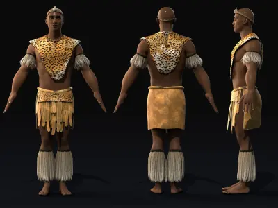 Zulu Warrior Set 3D model