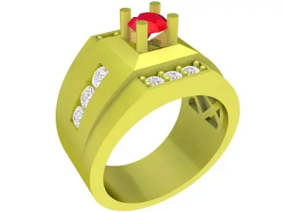 Luxury Oval Gemstone Diamond Ring for Men 4114 3D print model