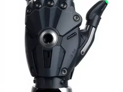 Futuristic Robotic Hand model pack with colored fingertips Low-poly 3D model