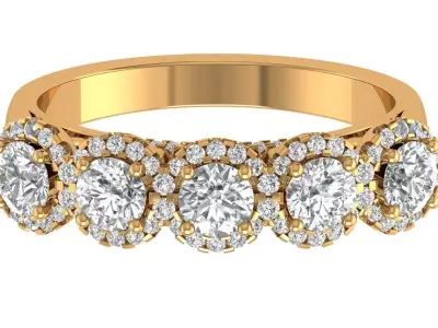 Round Halo  Diamond Ring 3D print model