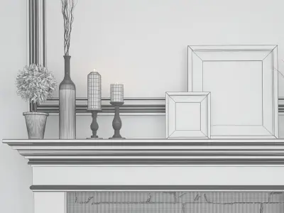 Fireplace 4 with stone mantle 3D model