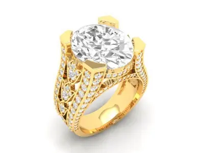 Womens Luxury Wide Band Diamond Ring 3D Model   515 3D print model