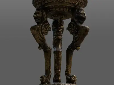 old lion candlestick  Low-poly 3D model