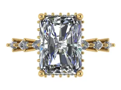 Radiant solitaire with pear shape diamond on shank  3D print model