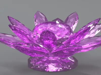 Glass Flower Showpiece Pink Low-poly 3D model
