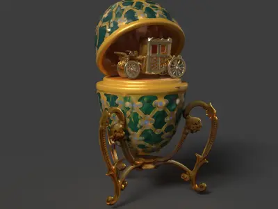 Faberge egg with carriage  Low-poly 3D model