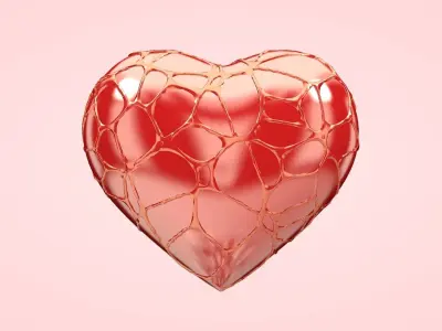 Heart covered in Web Low-poly 3D model