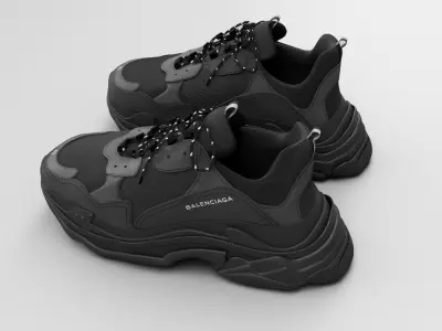 balenciaga triple s black 3D model