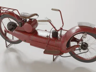 1921 Ner-a-car classic bike red PBR textured model 3D model