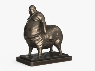 Pig Man Statue Low-poly 3D model