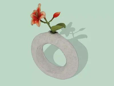 Flower on vase Low-poly 3D model
