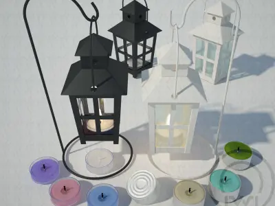 Tealight Lantern Stand Vintage lamp post 3D model