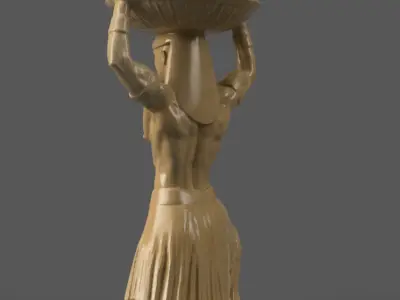 Egyptian Pharaoh Statue Bowl alexa handle candle holder 1 3D print model