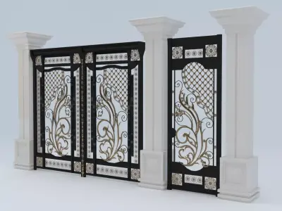 Metal Door for entrance - wrought Iron-luxury Low-poly 3D model