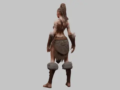 Sexy Barbarian Girl Warrior Woman character Low-poly 3D model