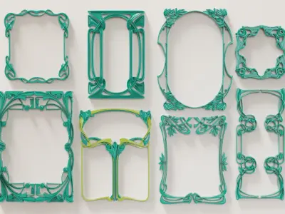 Art Nouveau ornaments pack  3D print model