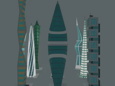 Towers  Free low-poly 3D model