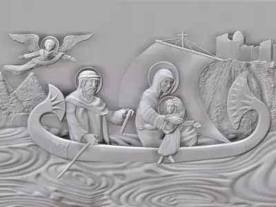 The Holy family in its Journey to Egypt 3D print model