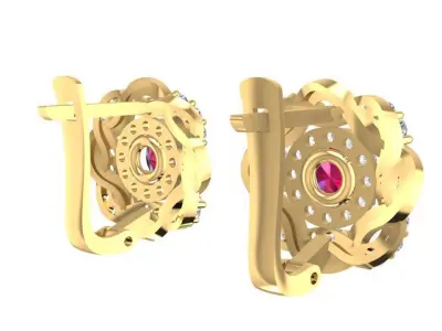 Luxury Floral Gemstone Earrings for Women Jewelry  1759 3D print model
