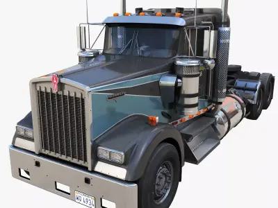 Kenworth w900 daycab truck Low-poly 3D model