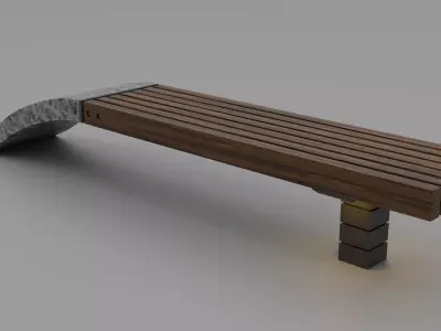 Bench for skateboard park Free low-poly 3D model