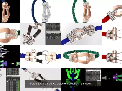 Force Extra Large XL bracelet collection 3D Model Pack