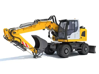 Construction Wheeled Excavator 3D model