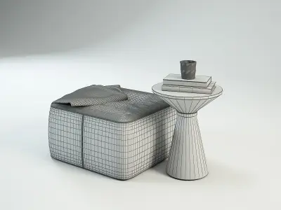 Bench and side table 3D model