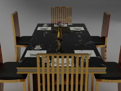 Luxury table and chair 3D model