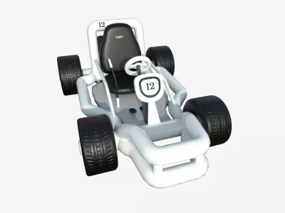 Cartoon Kart H08 White - Vehicle Racing Design Low-poly 3D model