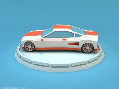 Cartoon Sport Car Low-poly 3D model