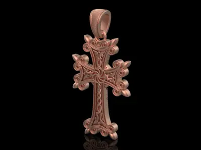 Armenian Cross Pendant 9047 3D print model
