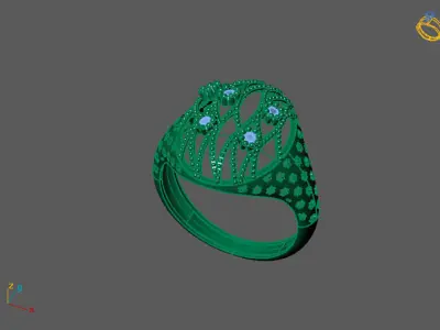 STL 3DM Print Ready Women Diamond Ring Lightweight Printable  3D print model 128