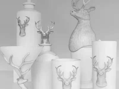 Handmade alcoholic whiskey or rum set 3D model