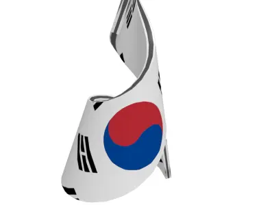 The South Korean Flag on spiral structure 3D model