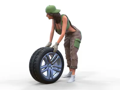 N1 woman mechanic 3D print model