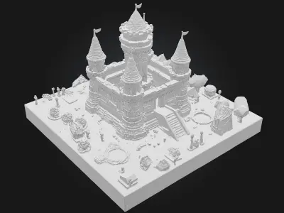 Medieval Fortress Model 3D model
