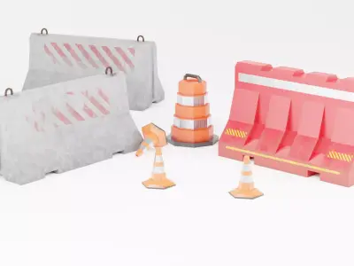 Lowpoly Road traffic cone and orange cone Low-poly 3D model