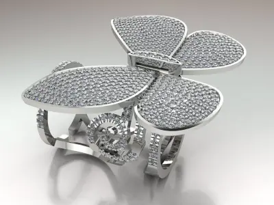 Butterfly Ring Gold Move 3D print model