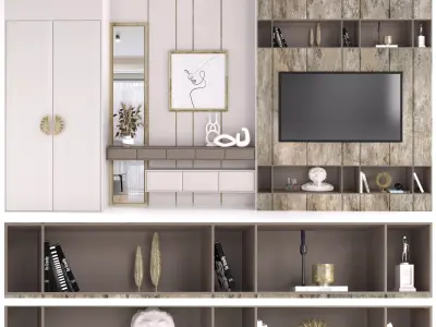 tv wall - set 01 3D model