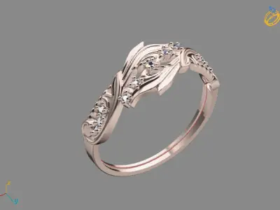 Womens Diamond Signet Ring Women Rings 3dmodels 3D print model 3D print model 42