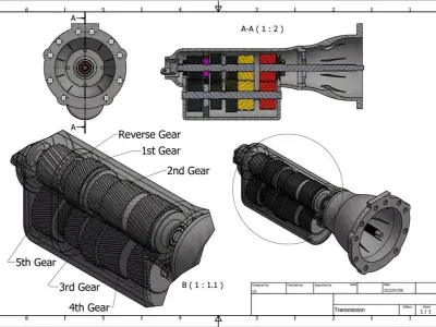 Transmission with Torque Convertor 3D print model