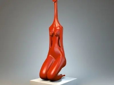 Female giraffe sculpture P 3D print model