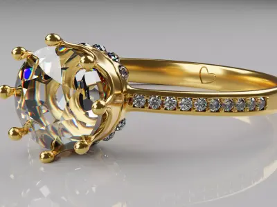 Crown Diamond Ring 3D model