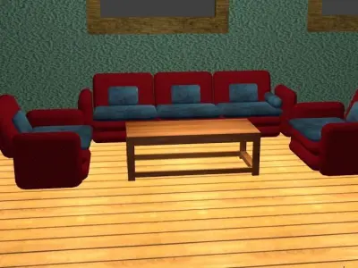 Sofa and table set 3D Model Free 3D model