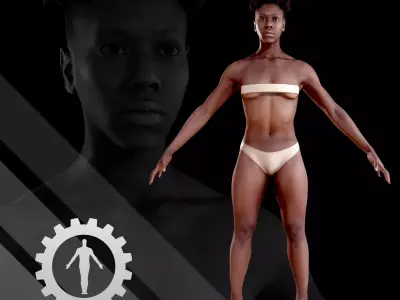 Female Scan - Tiana A-pose Rigged and Expressions Low-poly 3D model