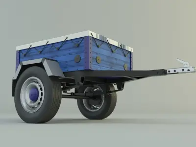 blue car trailer model 3D model