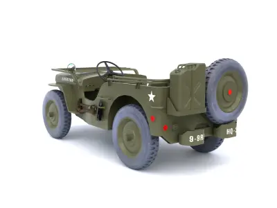 US WWII 1944 Ford GPW Jeep Rigged Low-poly 3D model