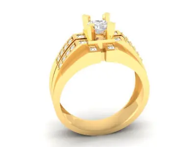 Luxury Three Row Diamond Ring for Men 131 3D print model